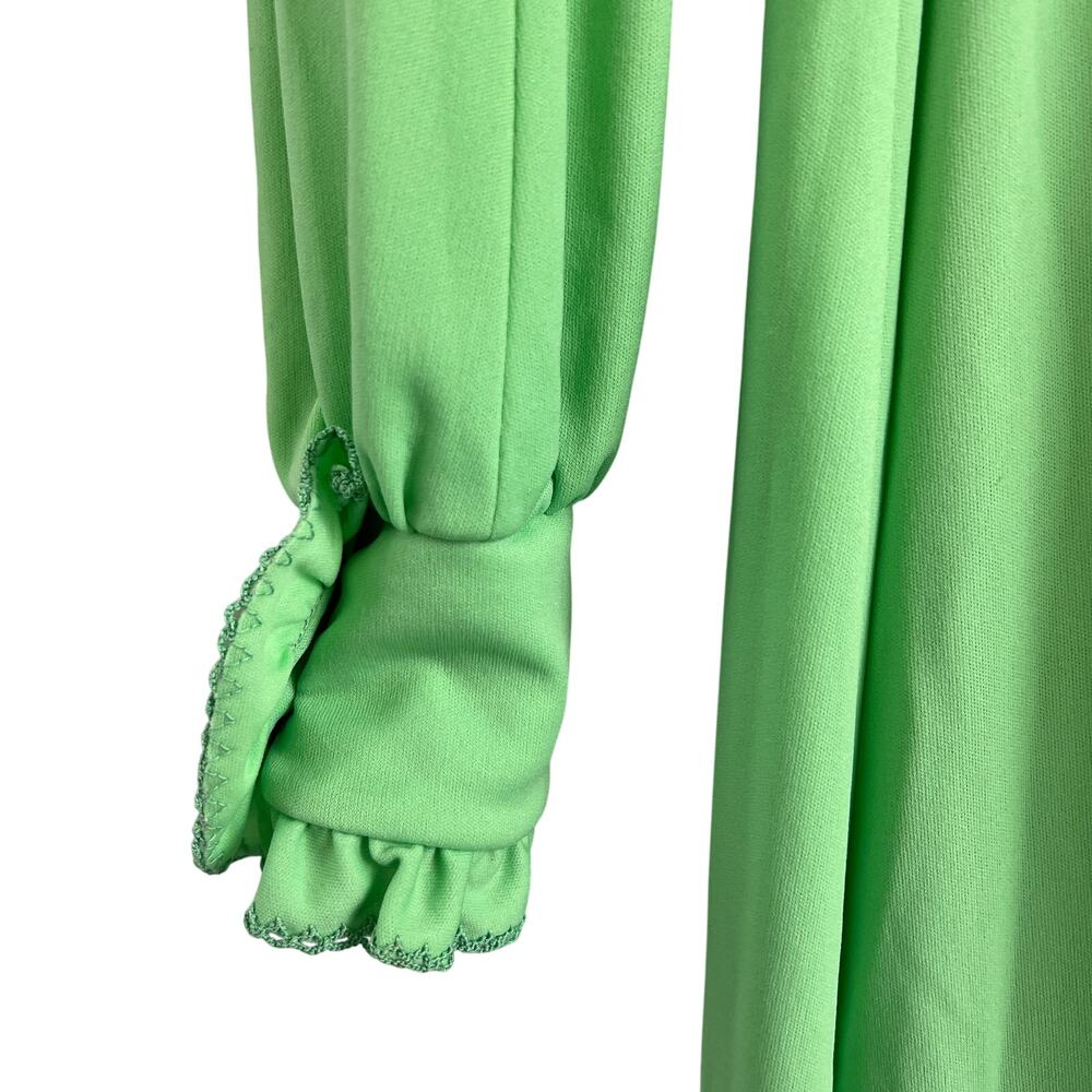 Vintage Prairie Green Ruffle 70s/ 80s Bridesmaid Maxi Dress Cottagecore Size XS - Picture 10 of 12